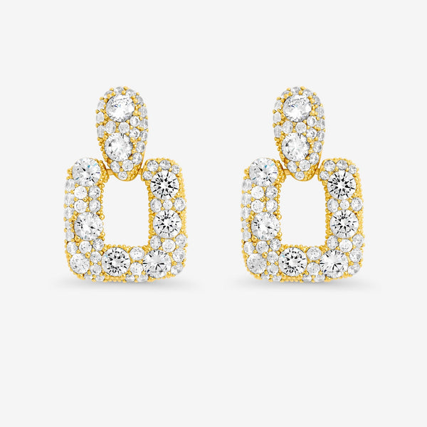 Jon Richard Gold Plated and Pave Door Knocker Drop Earrings