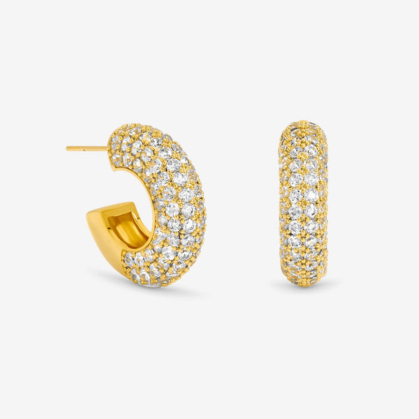 Jon Richard Gold Plated Chubby Pave Hoop Earrings