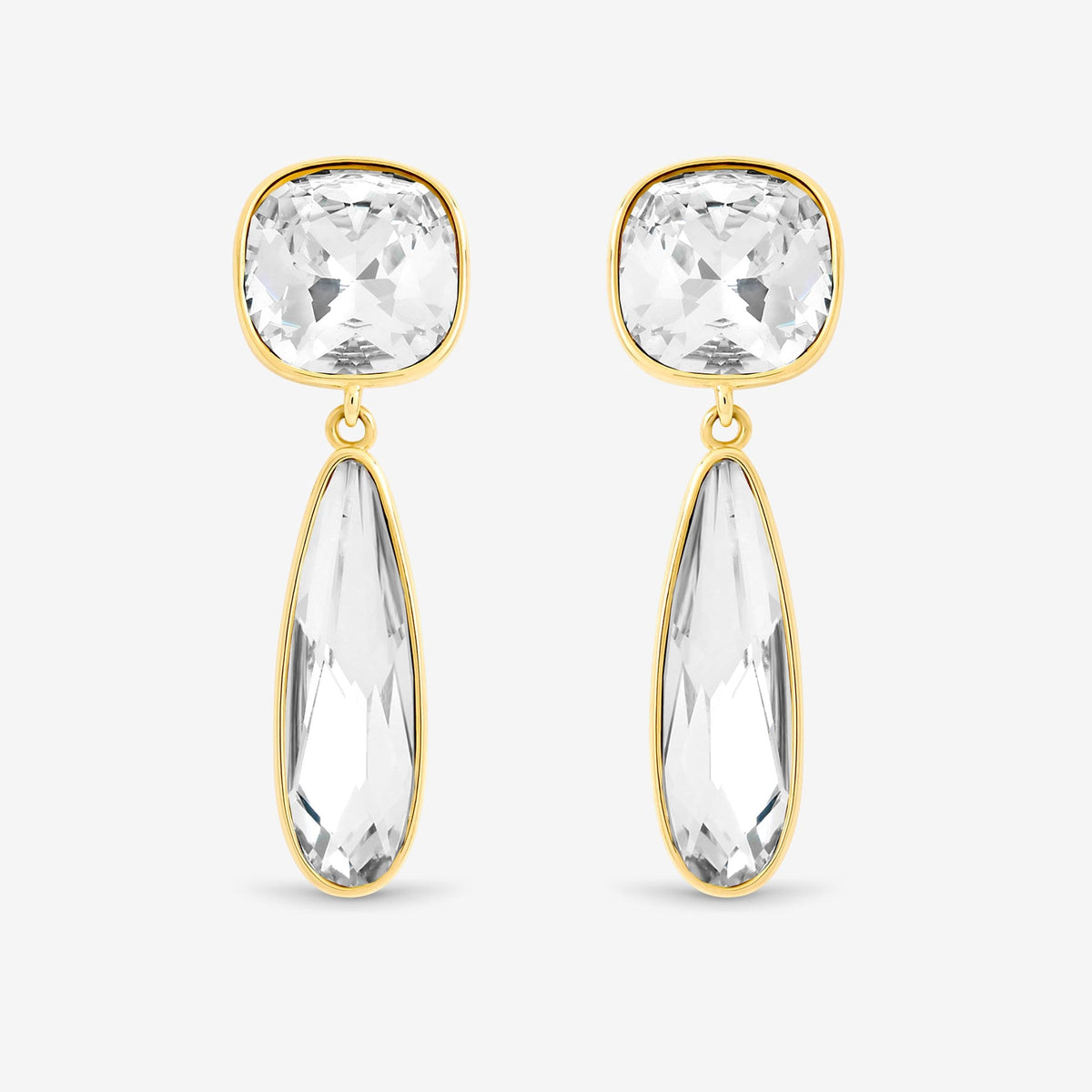 Jon Richard Gold Plated Cubic Zirconia and Polished Drop Earrings