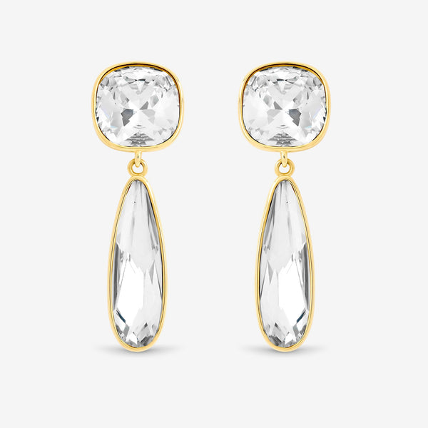 Jon Richard Gold Plated Cubic Zirconia and Polished Drop Earrings