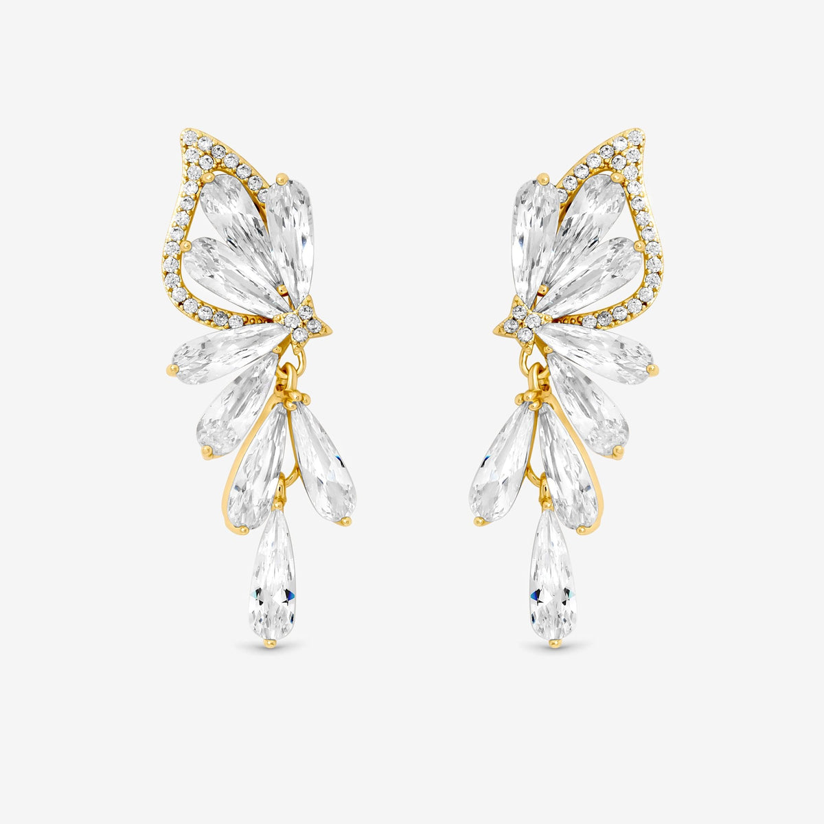 Jon Richard Gold Plated Crystal Floral Droplet Earrings