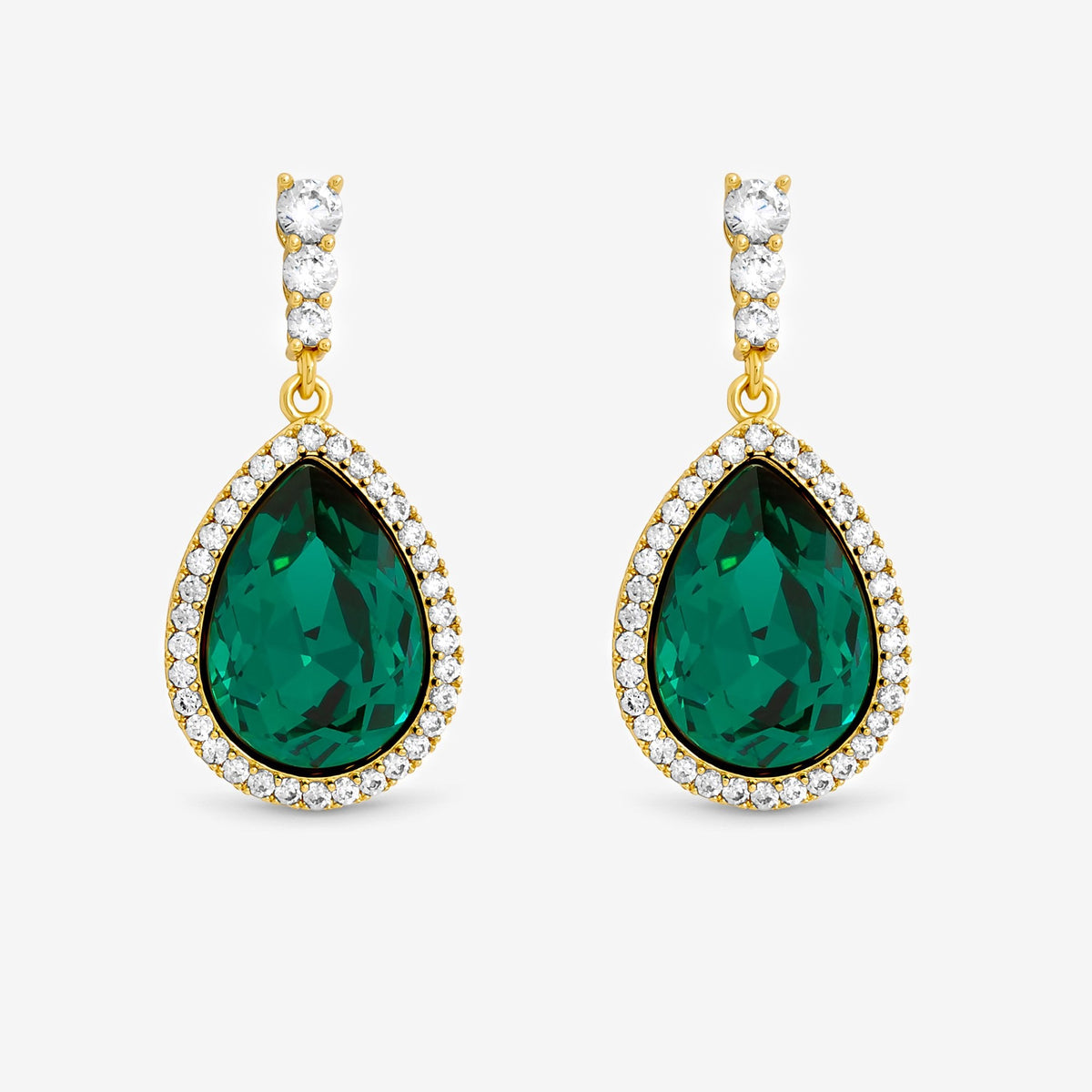 Jon Richard Gold Plated and Emerald Pear Drop Earrings