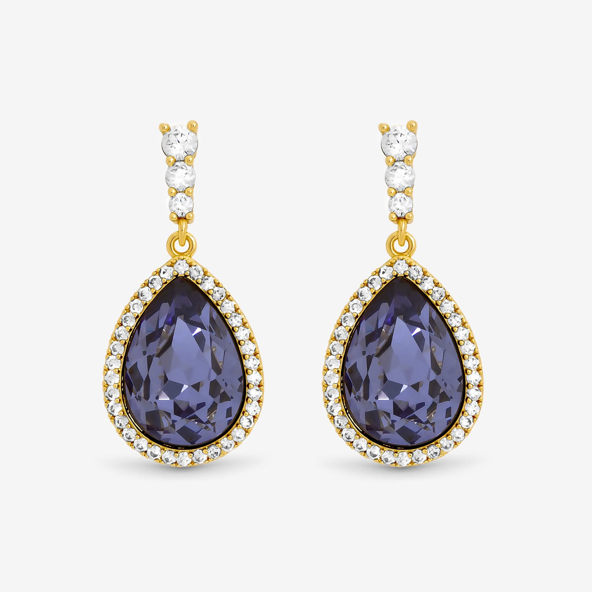 Jon Richard Gold Plated and Tanzanite Pear Drop Earrings
