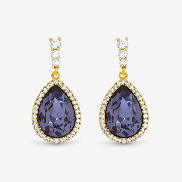Jon Richard Gold Plated and Tanzanite Pear Drop Earrings