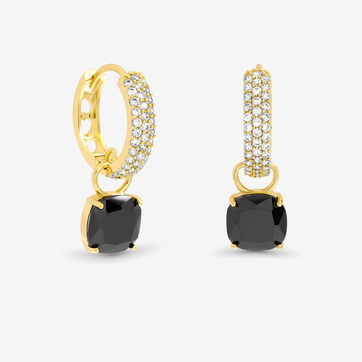 Jon Richard Gold Plated Pave and Jet Huggie Charm Earrings
