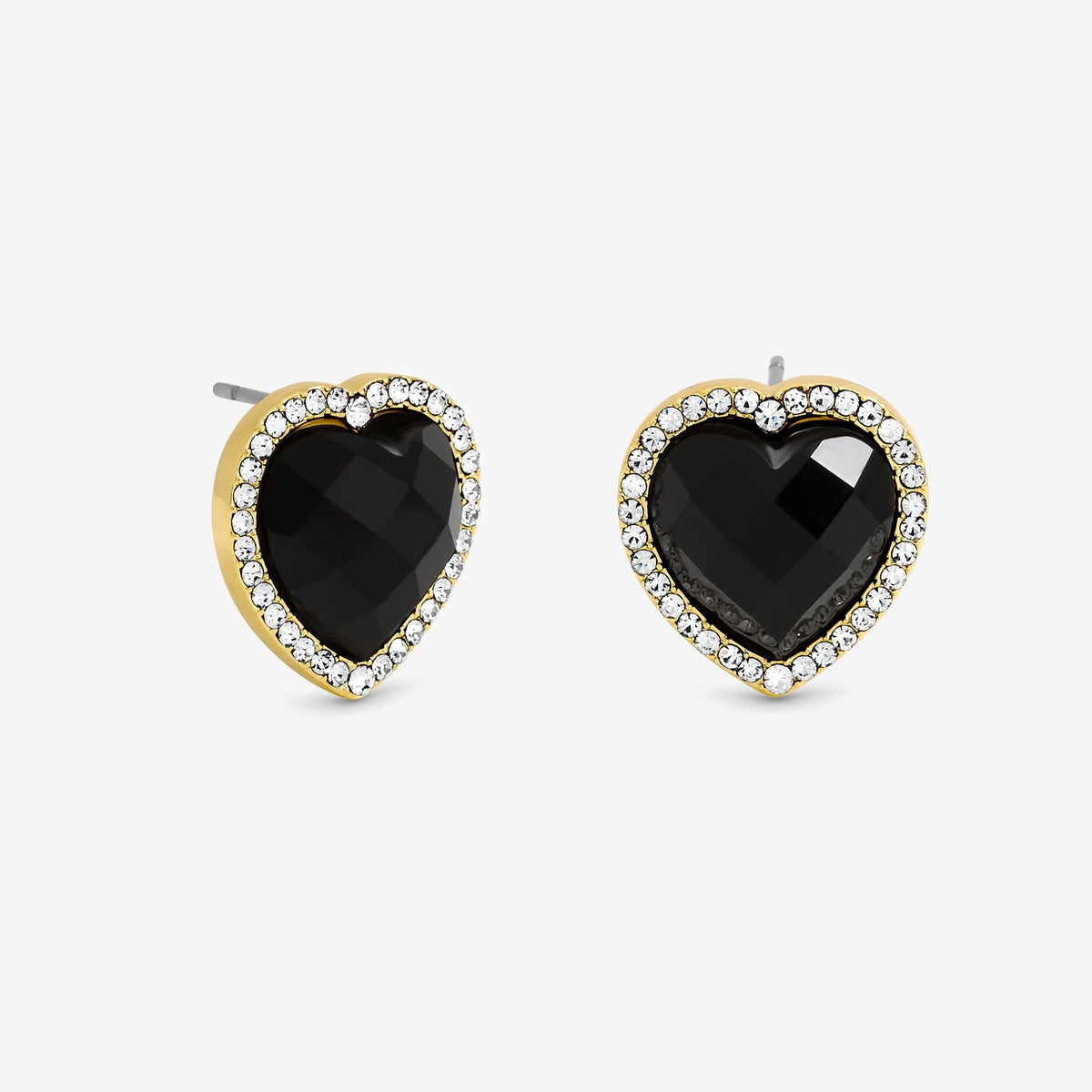 Jon Richard Gold Plated Crystal and Jet Heart Studs