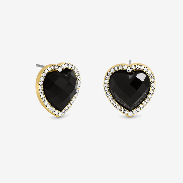 Jon Richard Gold Plated Crystal and Jet Heart Studs
