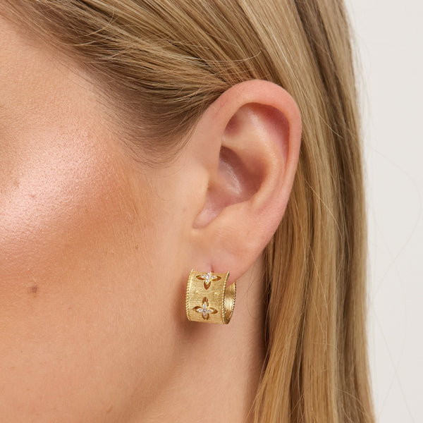 Jon Richard Gold Plated Clover Hoop Earrings