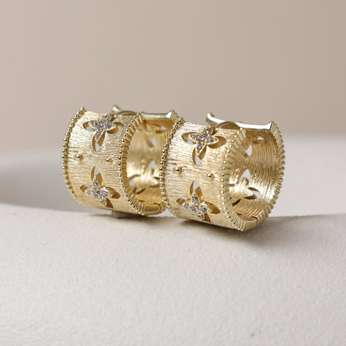 Jon Richard Gold Plated Clover Hoop Earrings