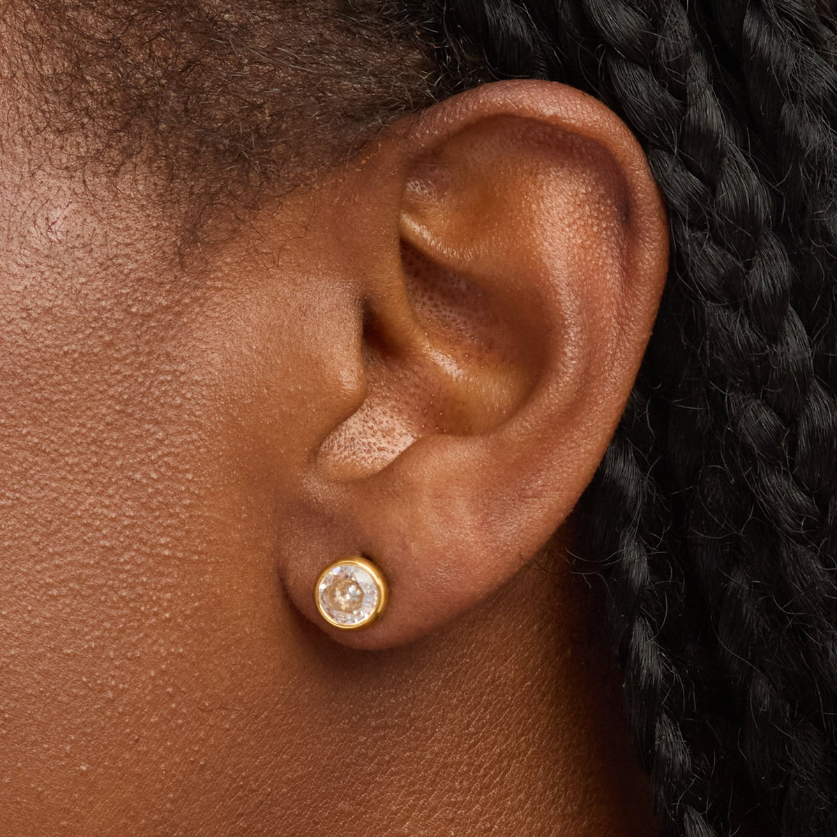 Jon Richard Waterproof Gold Plated Crystal Bezel Stud Earrings