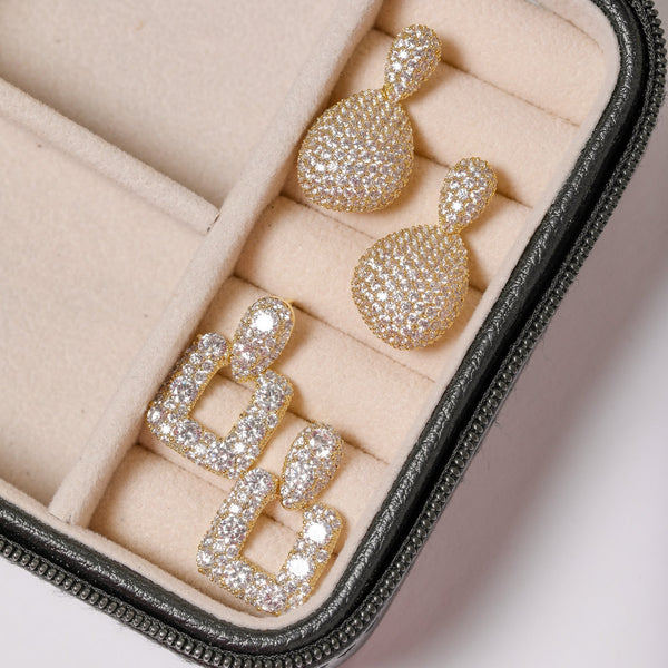 Jon Richard Gold Plated and Crystal Double Drop Dome Earrings