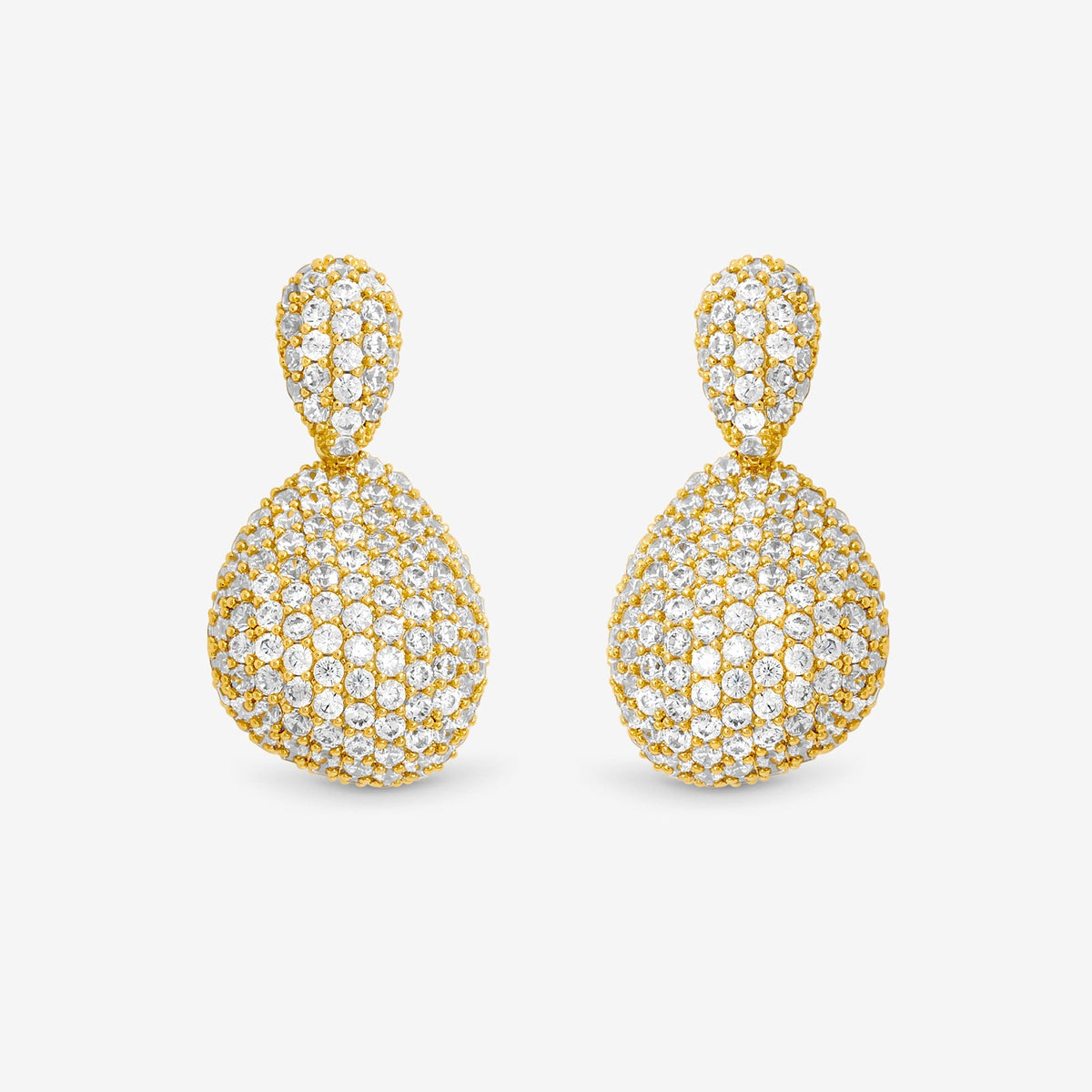 Jon Richard Gold Plated and Crystal Double Drop Dome Earrings