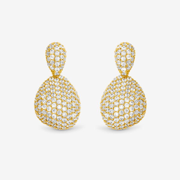 Jon Richard Gold Plated and Crystal Double Drop Dome Earrings