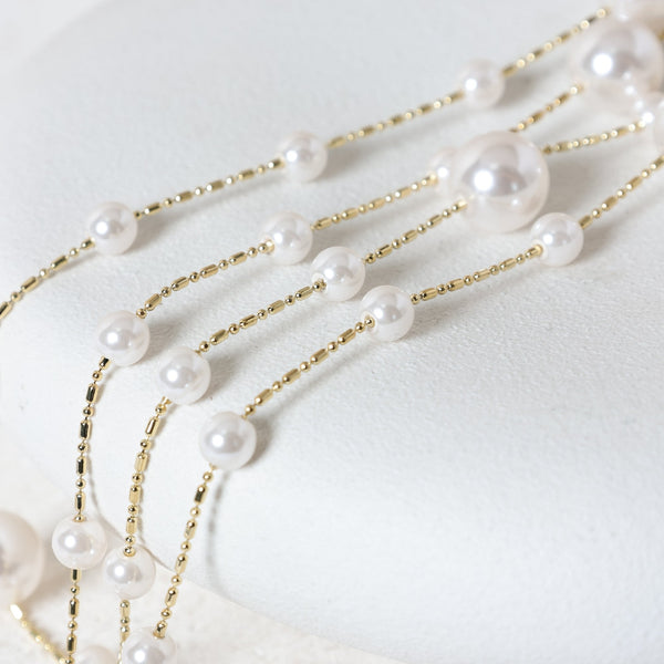 Jon Richard Gold Plated Mixed Pearl and Gold Chain Rope Necklace
