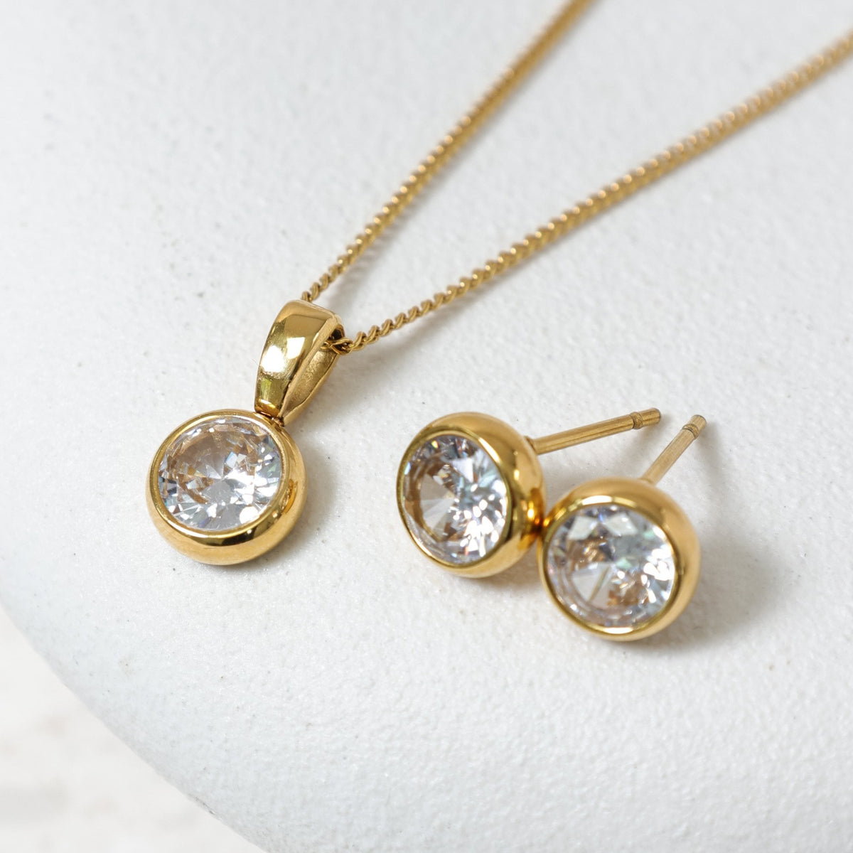 Jon Richard Waterproof Gold Plated Crystal Bezel Pendant