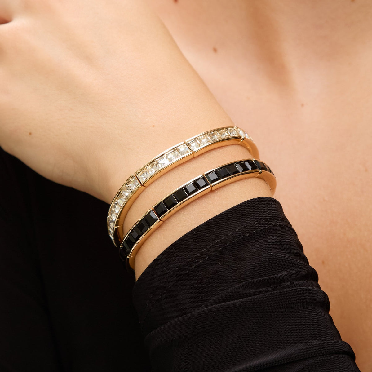 Jon Richard Gold Plated and Cubic Zirconia Jet Stretch Bracelet