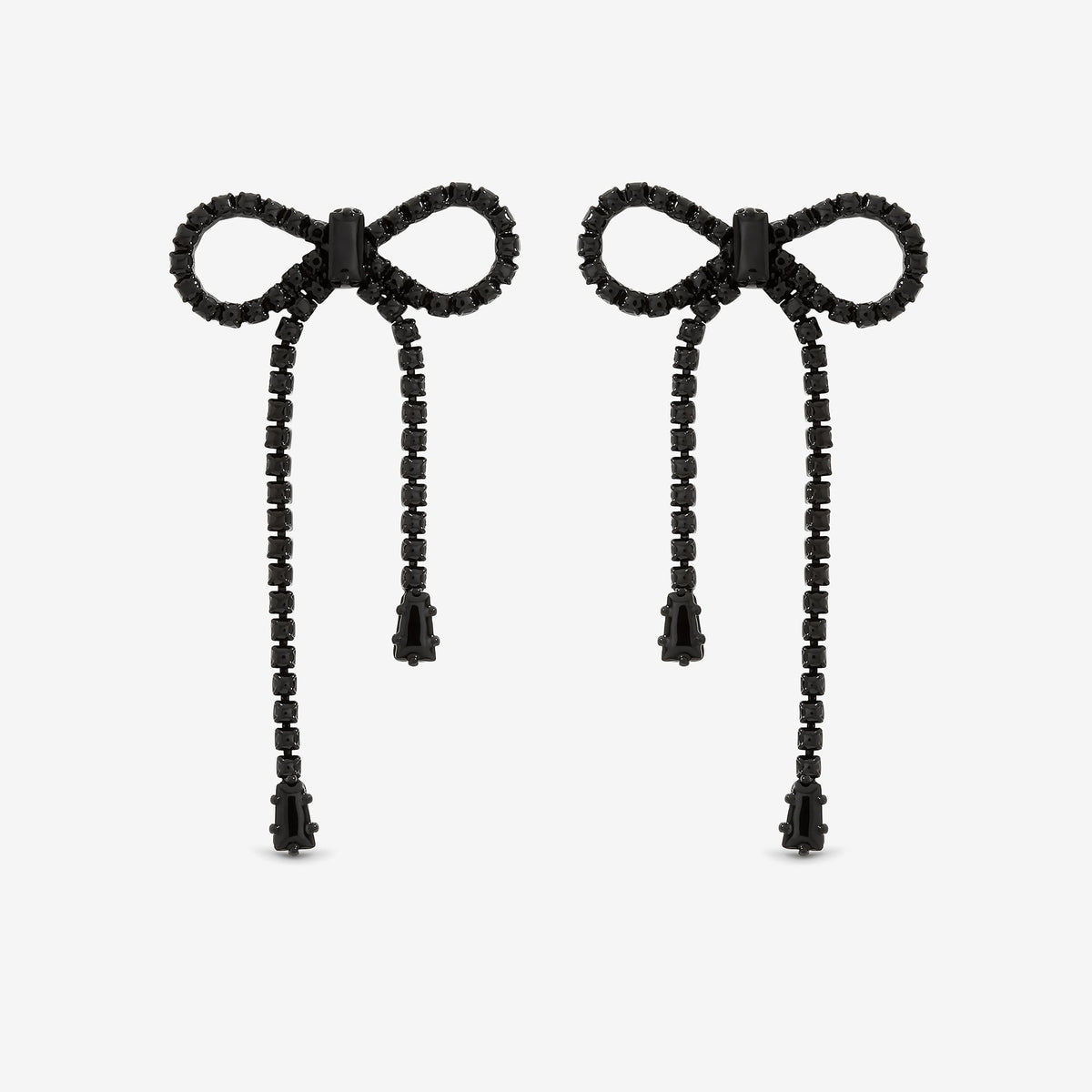 Jon Richard Jet Plated and Jet Crystal Statement Bow Drop Earrings