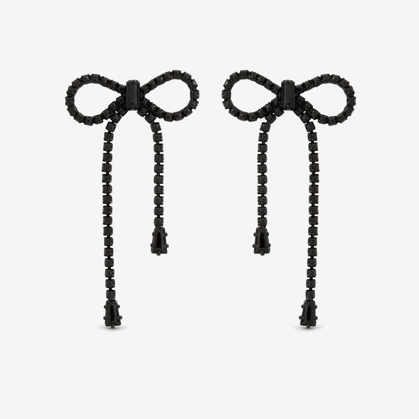 Jon Richard Jet Plated and Jet Crystal Statement Bow Drop Earrings