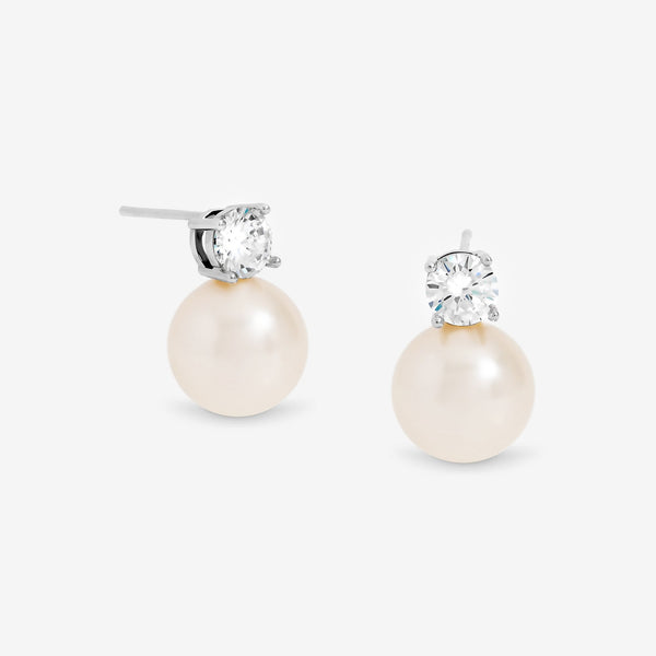 Jon Richard Rhodium Plated Pearl and Crystal Earrings