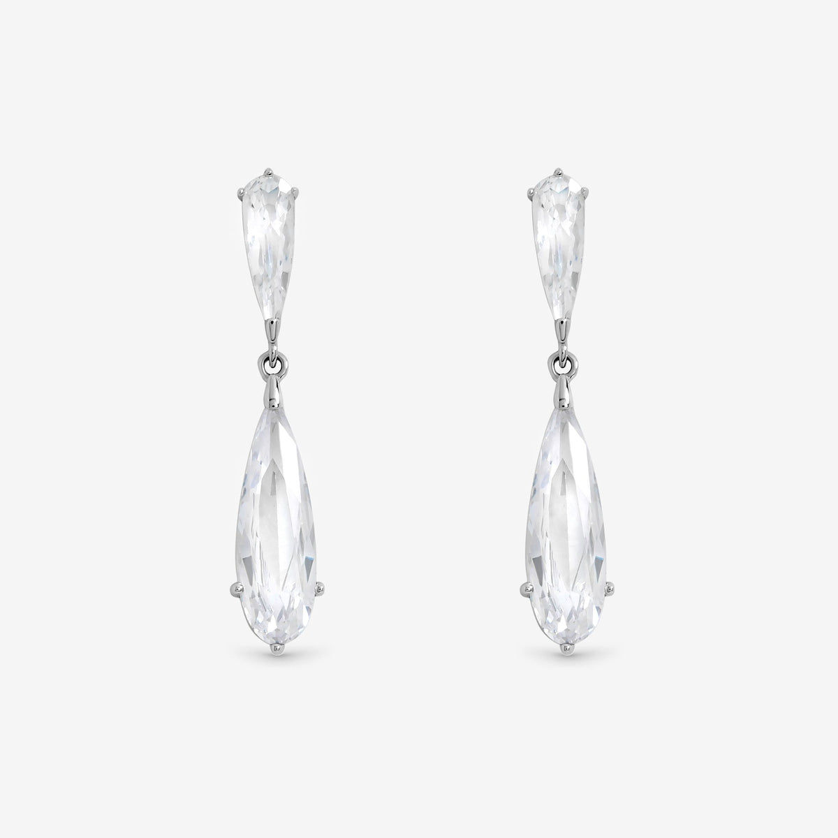 Jon Richard Rhodium Plated Delicate Crystal Drop Earrings