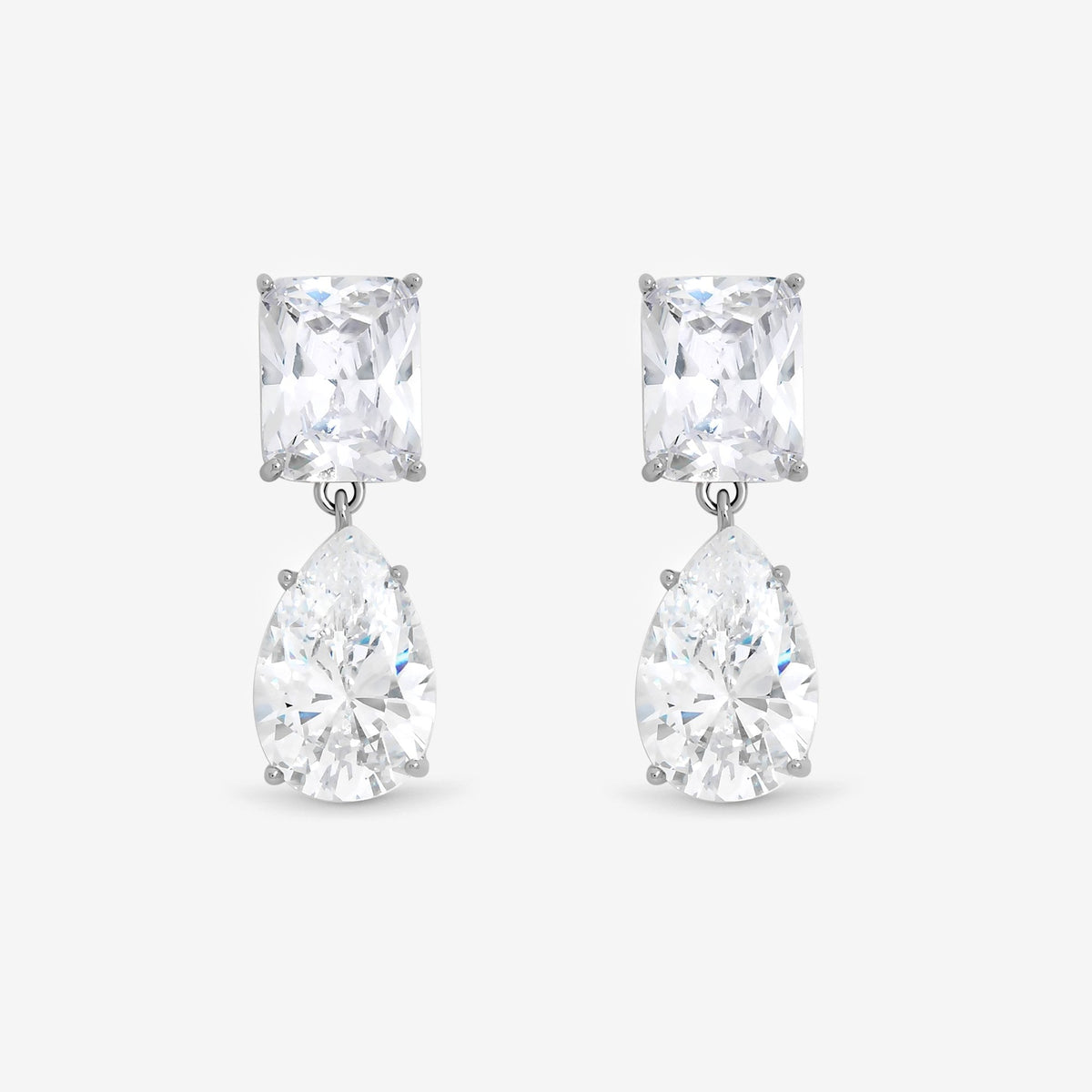 Jon Richard Rhodium Plated Mixed Stone Drop Earrings
