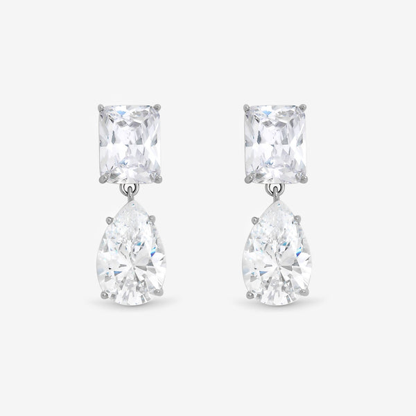 Jon Richard Rhodium Plated Mixed Stone Drop Earrings
