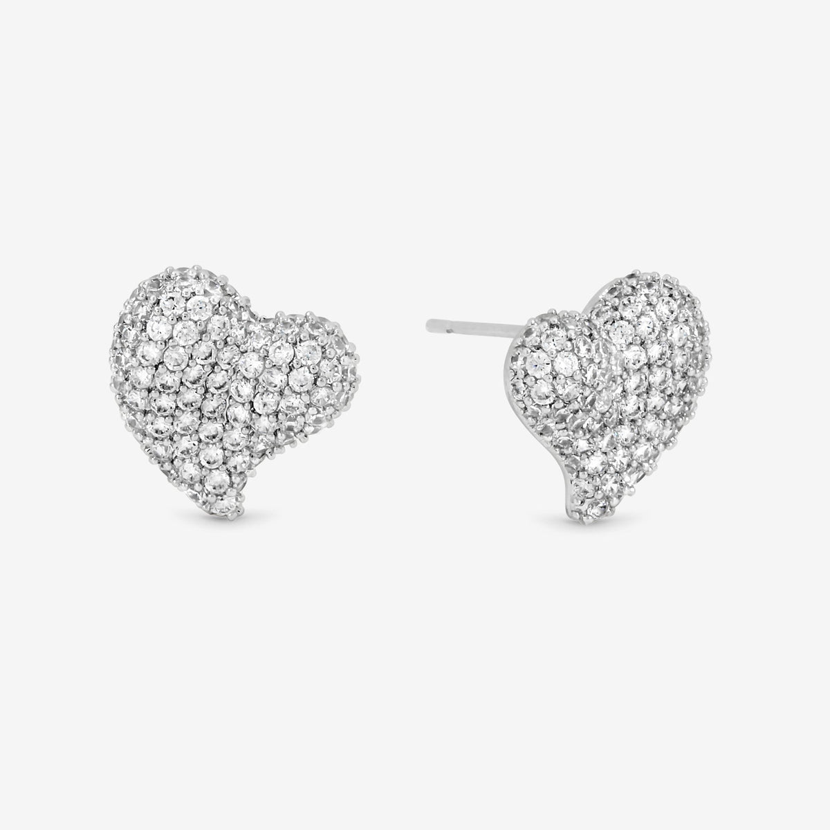 Jon Richard Rhodium Plated Pave Heart Stud Earrings