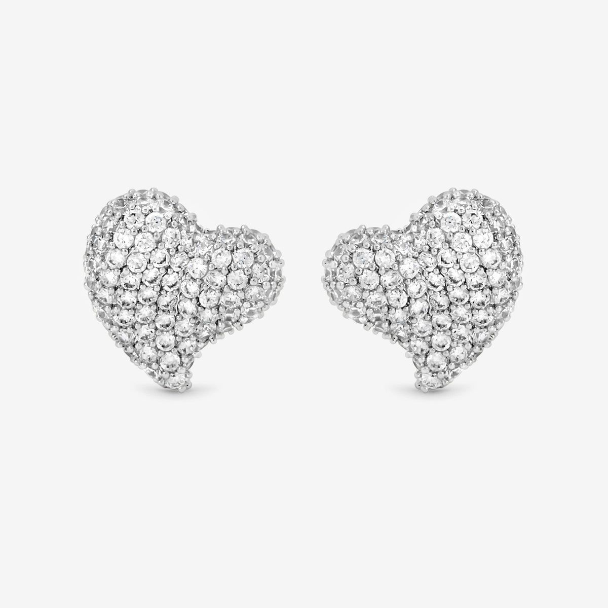 Jon Richard Rhodium Plated Pave Heart Stud Earrings