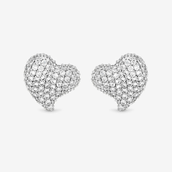 Jon Richard Rhodium Plated Pave Heart Stud Earrings