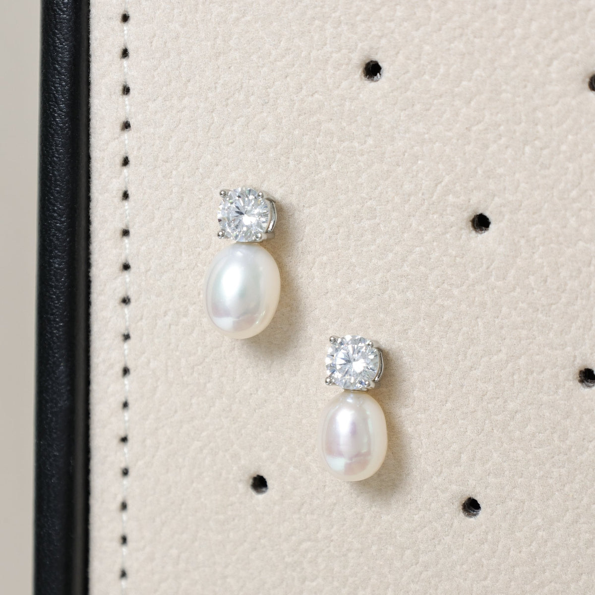 Jon Richard Rhodium Plated Crystal and Fresh Water Pearl Drop Earrings