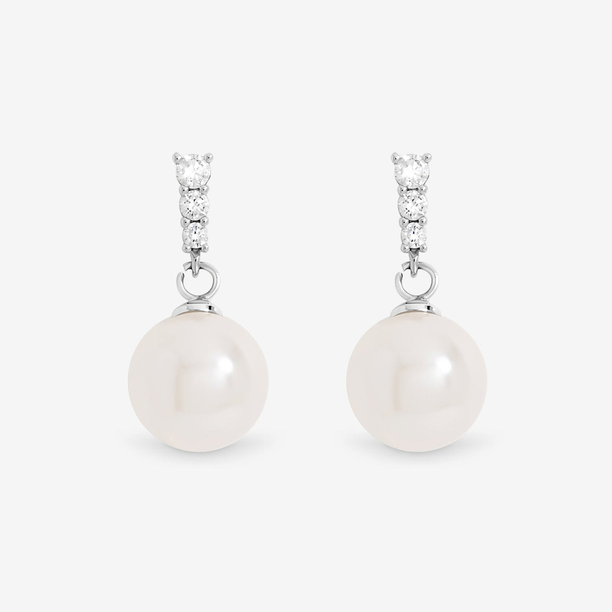 Jon Richard Rhodium Plated Crystal Stick and Pearl Earrings