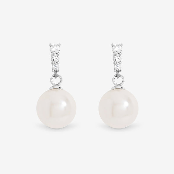 Jon Richard Rhodium Plated Crystal Stick and Pearl Earrings