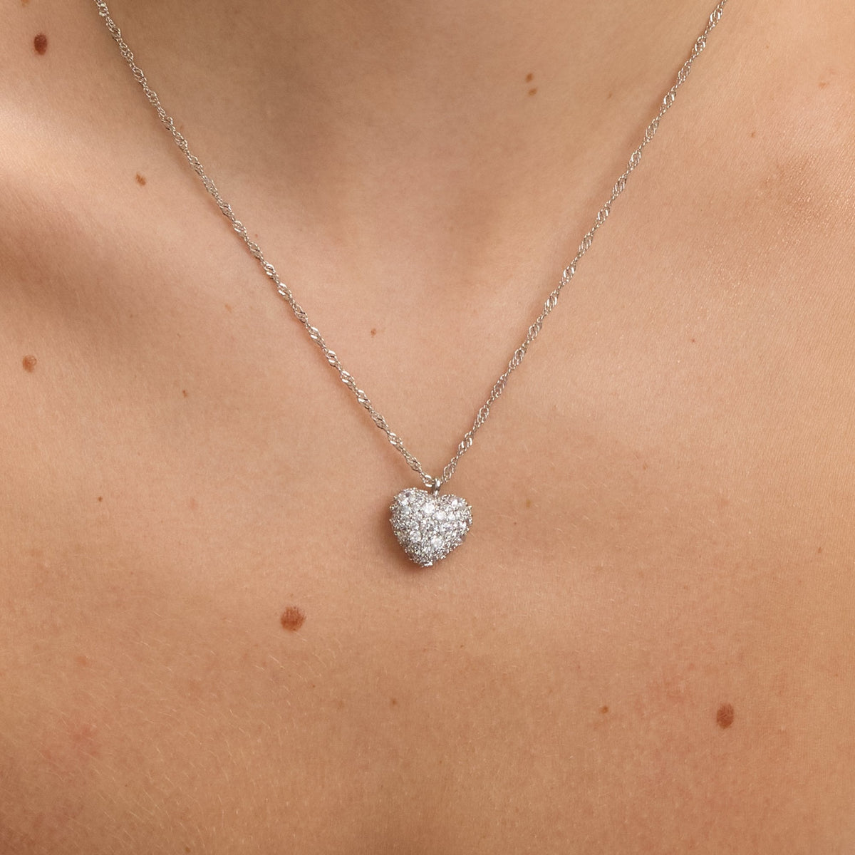 Jon Richard Rhodium Plated and Pave Heart Pendant - Gift Box