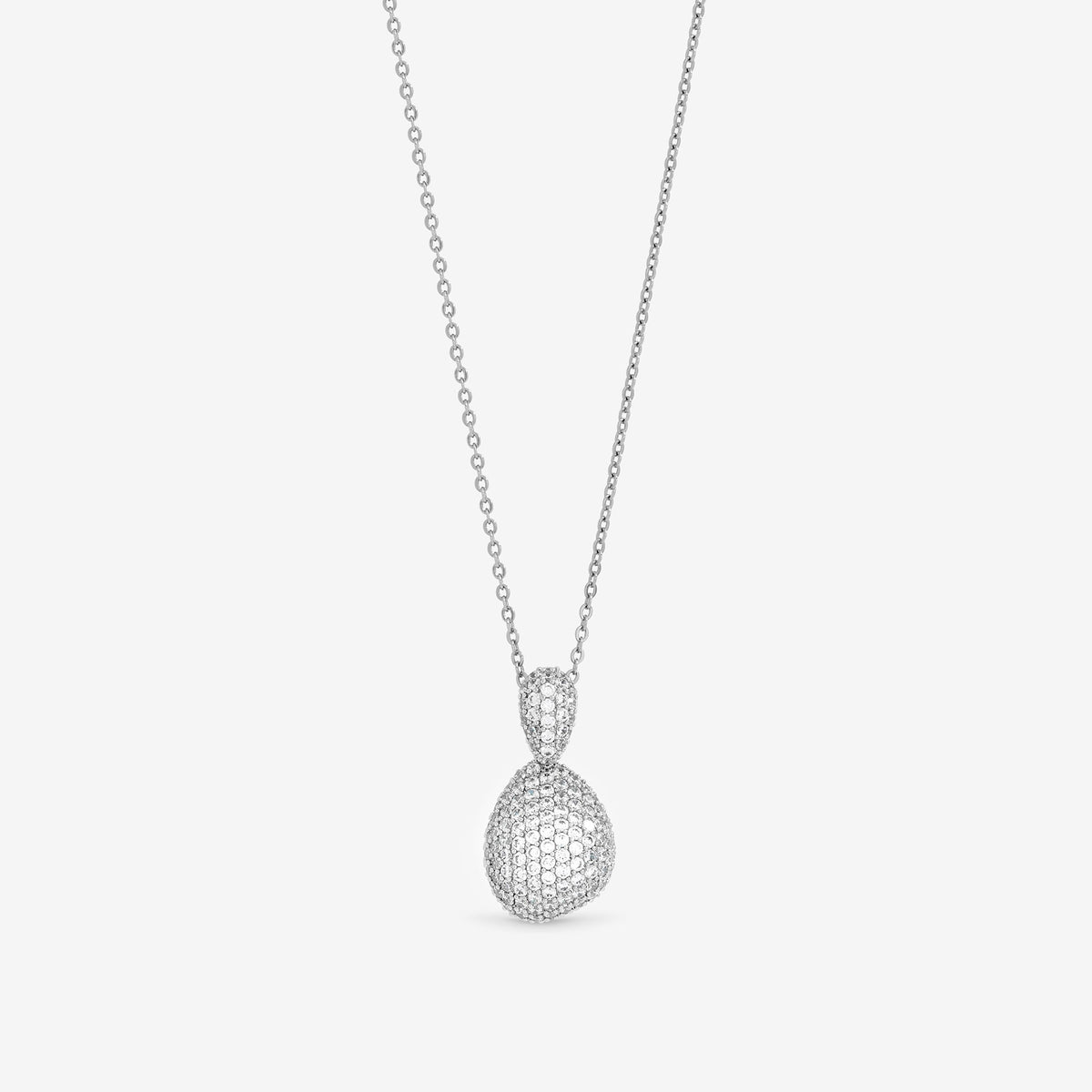 Jon Richard Rhodium Plated and Cubic Zirconia Drop Dome Pendant - Gift Box