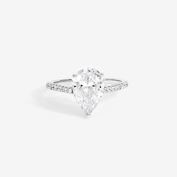 Jon Richard Rhodium Plated Cubic Zirconia Pear Ring