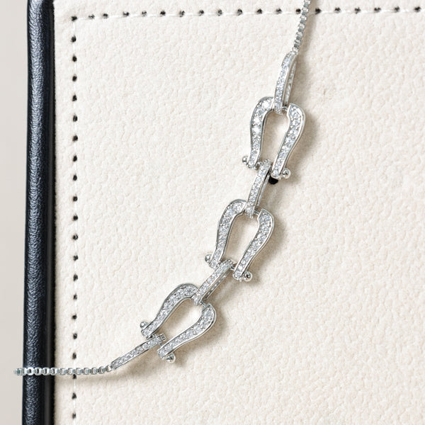 Jon Richard Rhodium Plated and Pave Link Toggle Bracelet