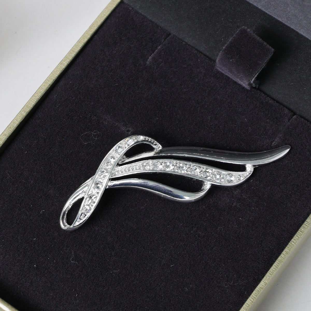 Jon Richard Silver Plated and Pave Contemporary Long Brooch - Gift Box