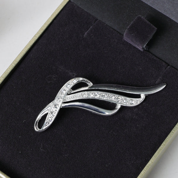 Jon Richard Silver Plated and Pave Contemporary Long Brooch - Gift Box