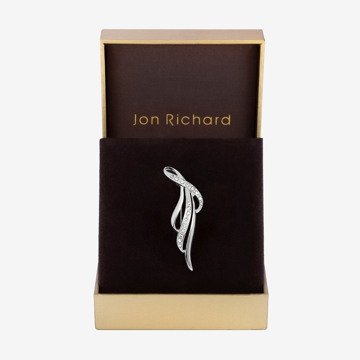 Jon Richard Silver Plated and Pave Contemporary Long Brooch - Gift Box