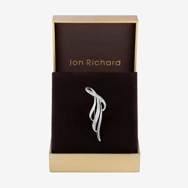 Jon Richard Silver Plated and Pave Contemporary Long Brooch - Gift Box