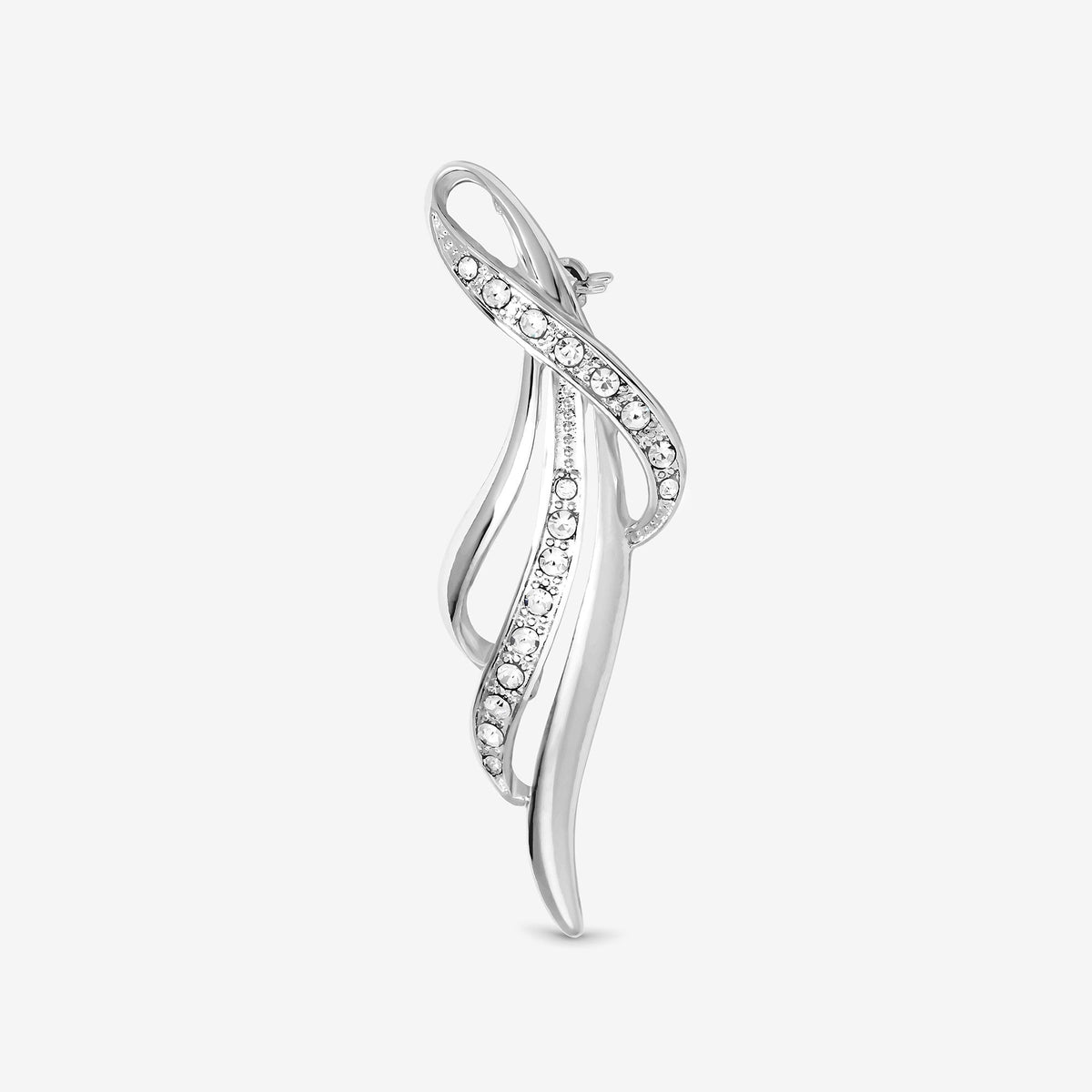 Jon Richard Silver Plated and Pave Contemporary Long Brooch - Gift Box
