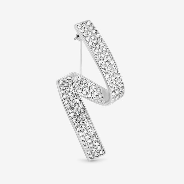 Jon Richard Silver Plated Contempoary Pave Brooch - Gift Box