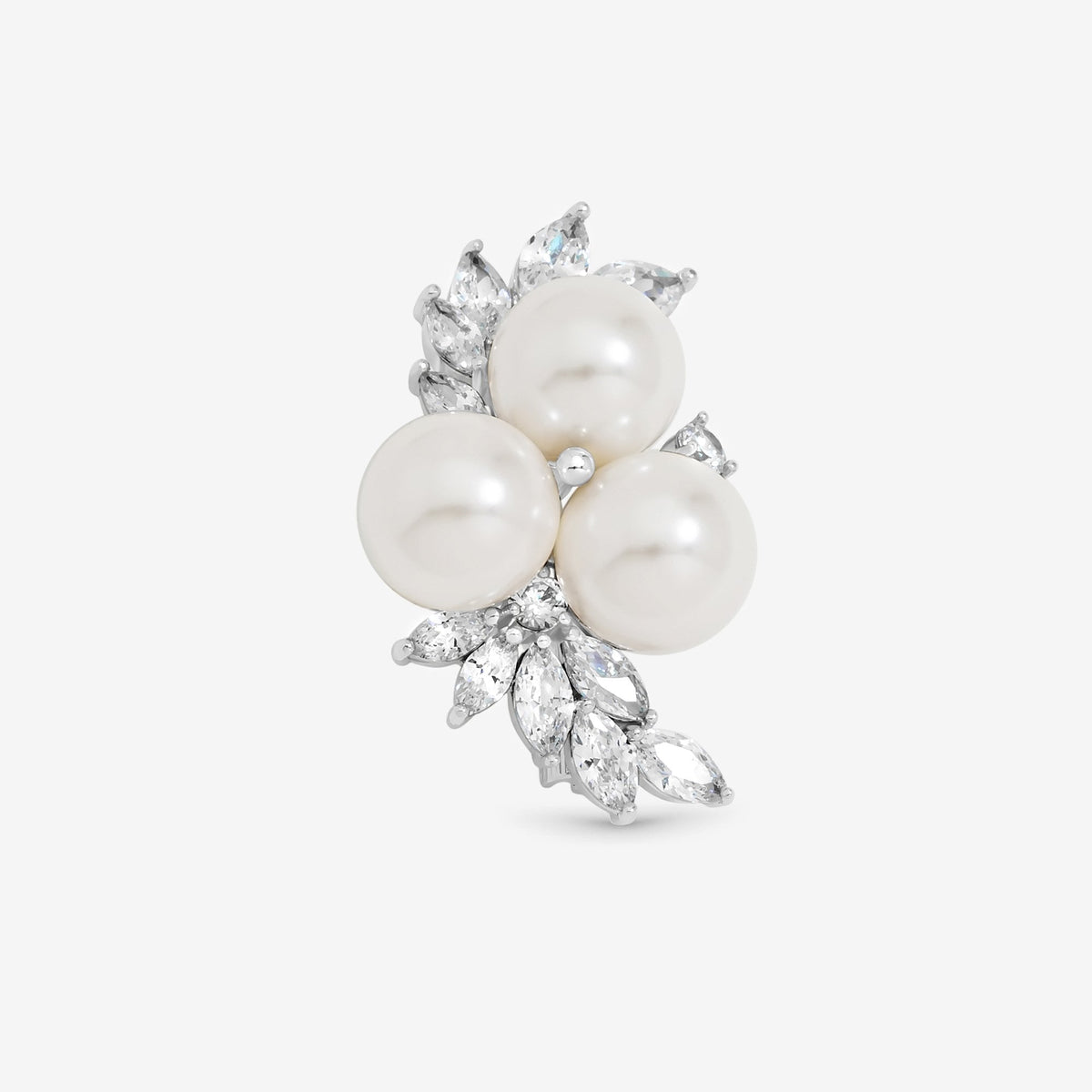 Jon Richard Silver Plated Pearl and Crystal Cluster Brooch - Gift Box