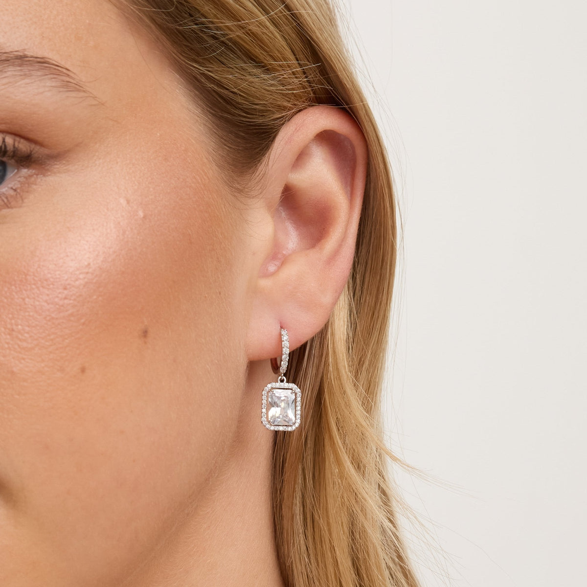 Jon Richard Silver Plated Cubic Zirconia Charm Huggie Hoop Earrings