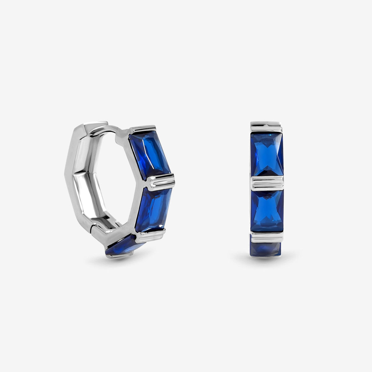 Jon Richard Silver Plated and Sapphire Hoop Earrings