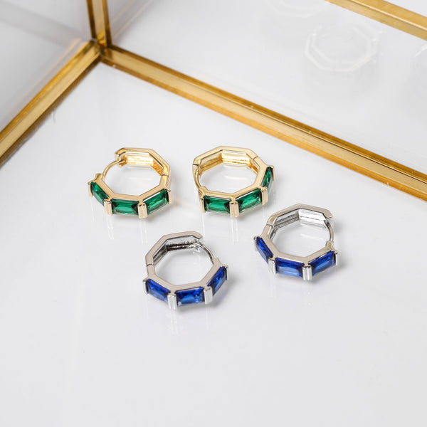 Jon Richard Silver Plated and Sapphire Hoop Earrings