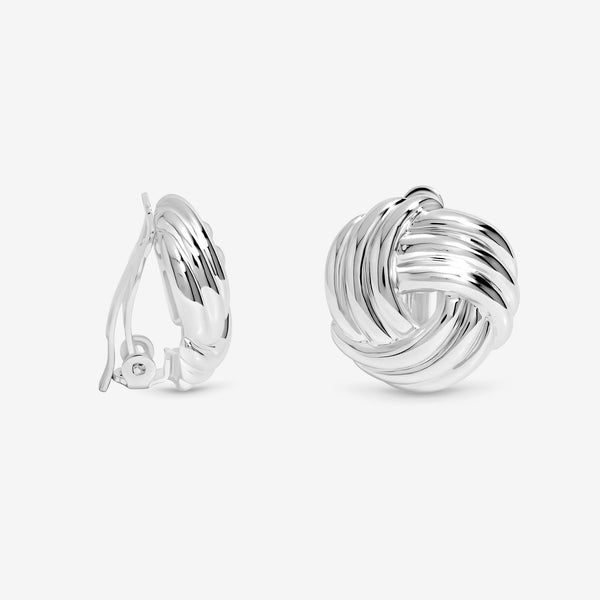 Jon Richard Silver Plated Knot Stud Clip Earrings