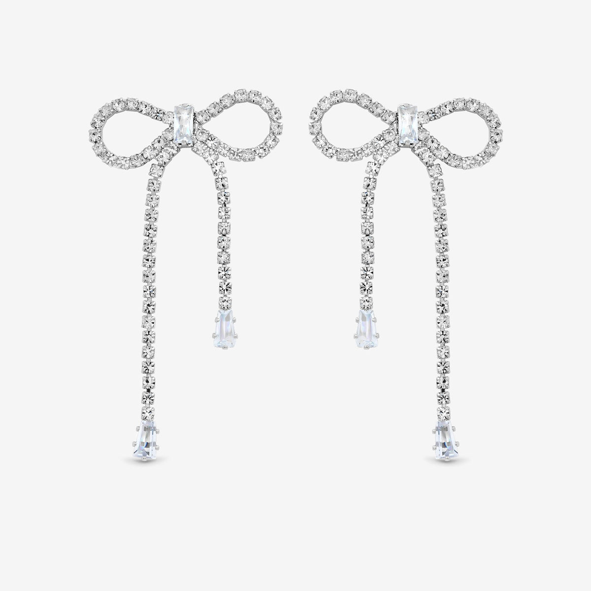 Jon Richard Silver Plated Crystal Statement Bow Drop Earrings