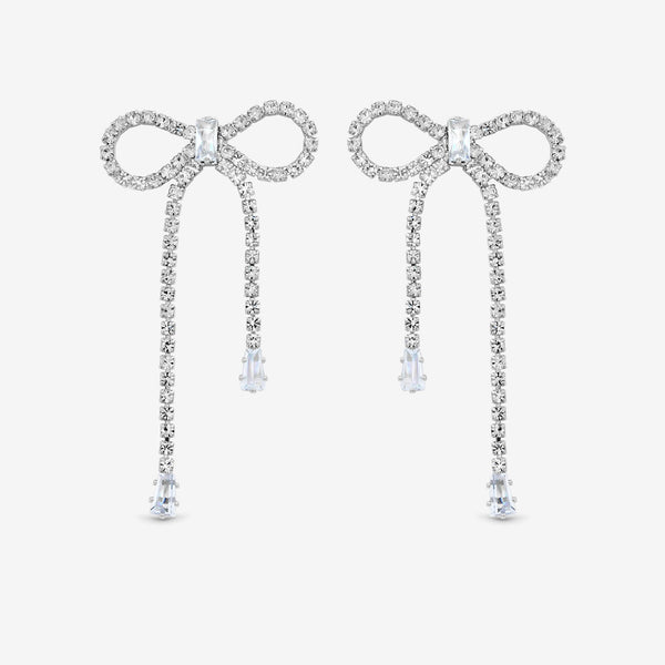 Jon Richard Silver Plated Crystal Statement Bow Drop Earrings