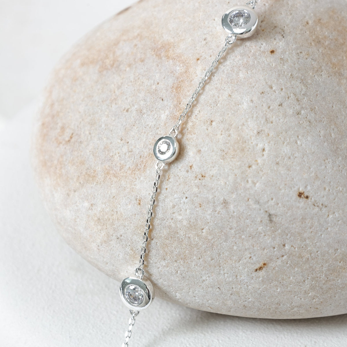 Jon Richard Silver Plated and Cubic Zirconia Bezel Station Bracelet